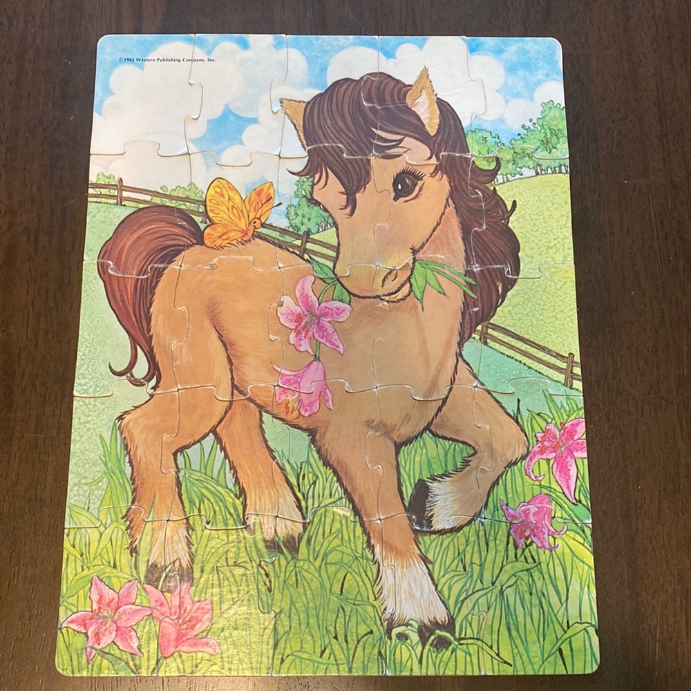 Vintage 1982 Rascals Horse 25 Piece Golden Puzzle